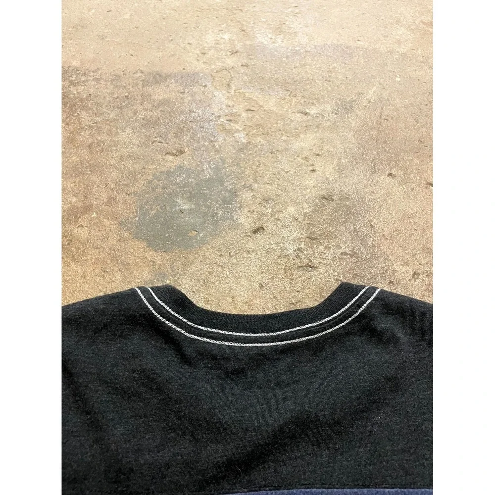 True‎ Religion World Tour T Shirt Mens M Blue Black Spellout Logo Short Sleeve